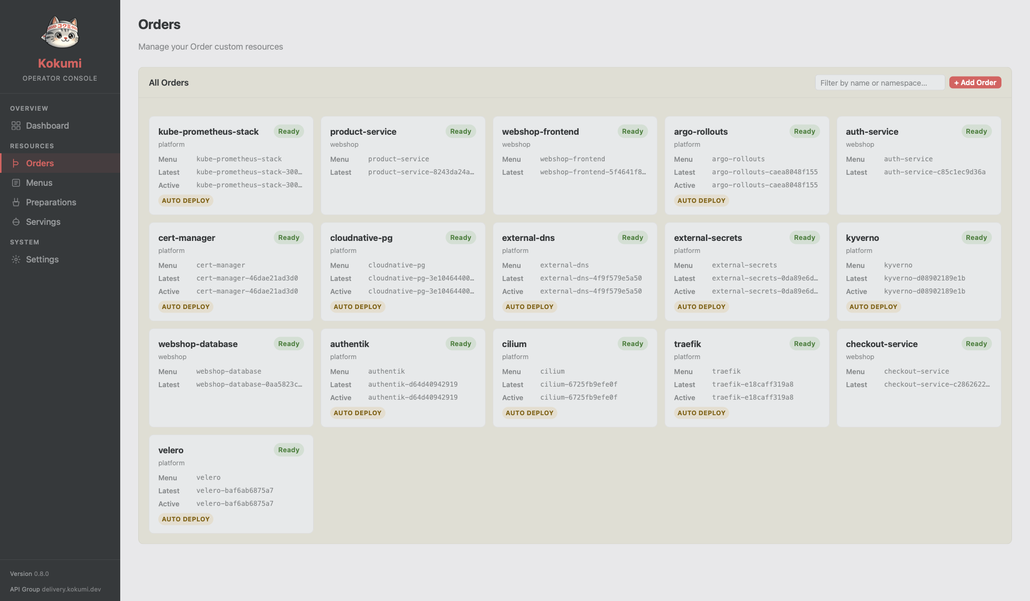 Kokumi UI screenshot